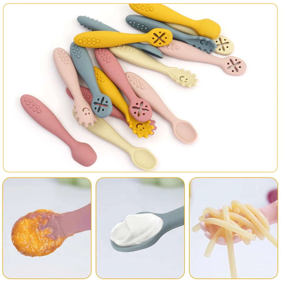 Set de 3 Cucharas de Aprendizaje de Silicona para Niños Multivariante