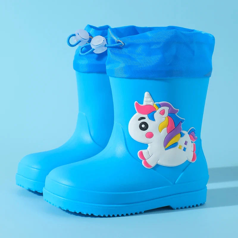 Bottes de pluie imperméables et antidérapantes licorne pour enfants de 0 à 3 ans