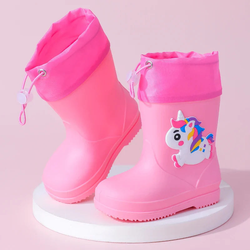 Bottes de pluie imperméables et antidérapantes licorne pour enfants de 0 à 3 ans