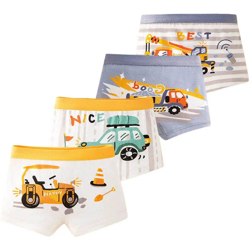 Baumwoll-Boxershorts für Jungen, 4er-Pack – Alter 3–14