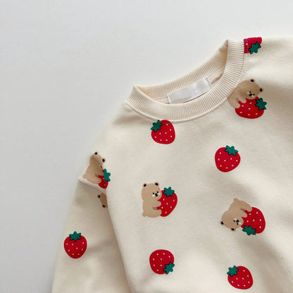 Set Pantaloni e Felpa Fragole per Bambini
