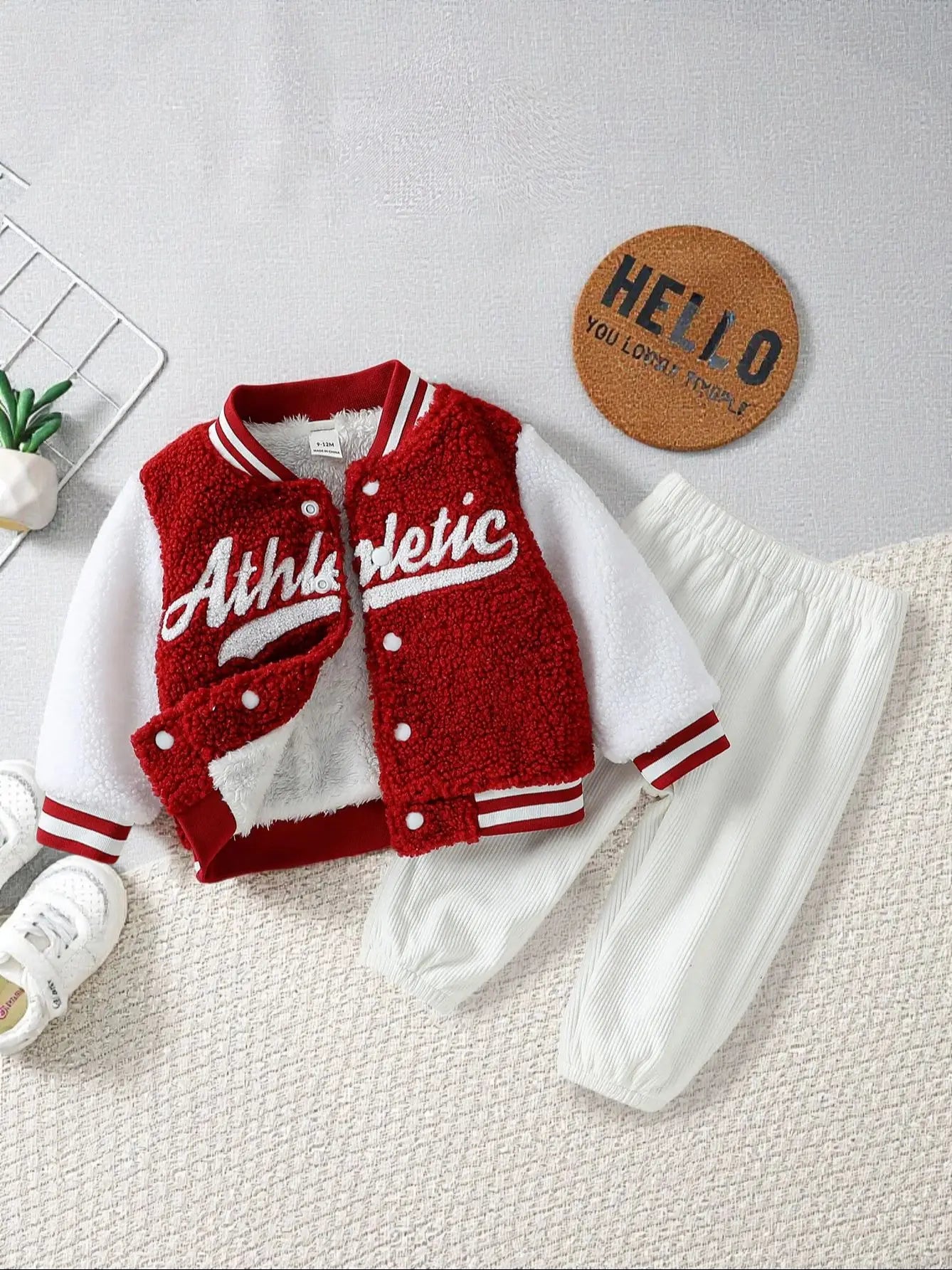 Baby Girls Plush Jacket & Pant Set – Ages 3M–3Y
