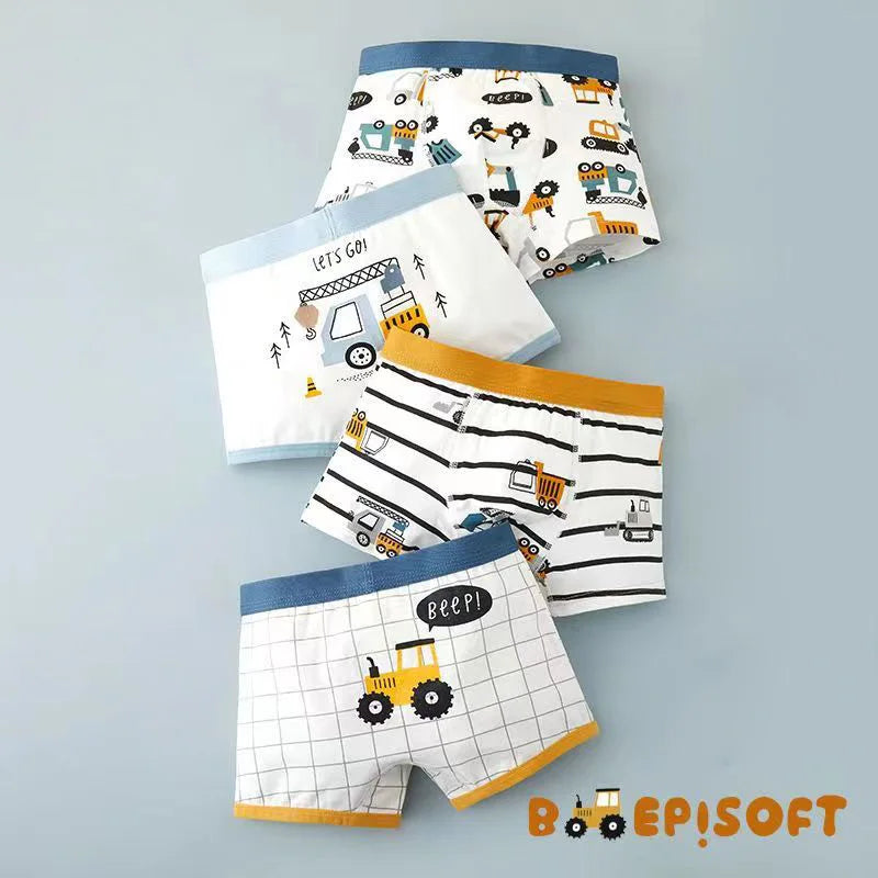 Boys 4-Pack Vehicle Underwear – Ages 2–11