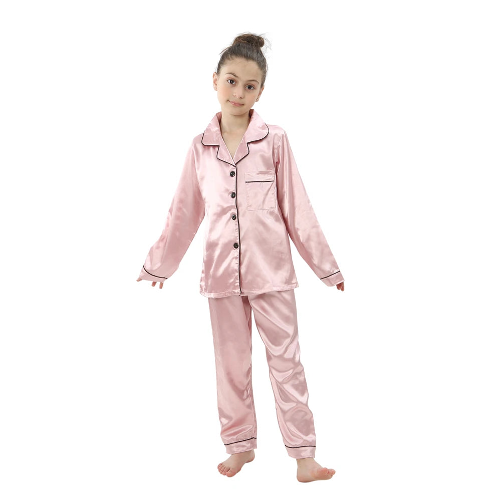 Kids Satin Pajama Set – Ages 3–14