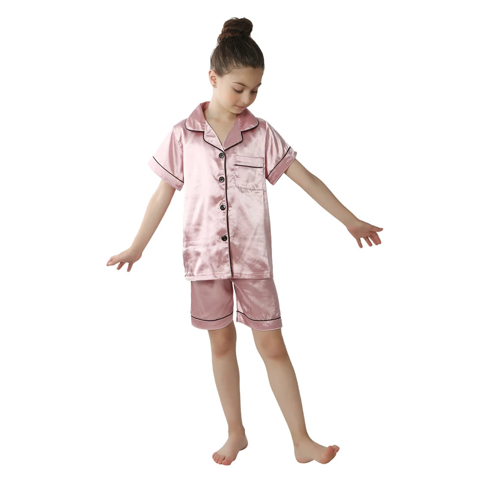 Kids Satin Pajama Set – Ages 3–14