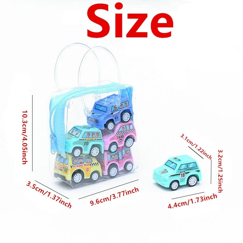 Set di 6 modelli di auto giocattolo con borsa organizer per bambini multivariante