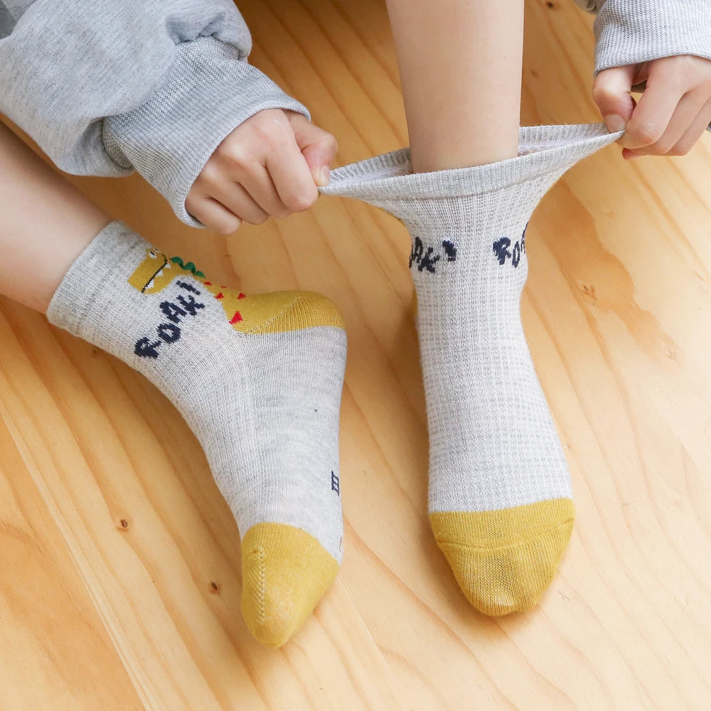 Boys Dinosaur Cotton Socks 5-Pack – Ages 0–8