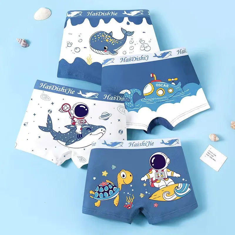Boys Cotton Boxer Pack 4 Pcs – Ages 2–14