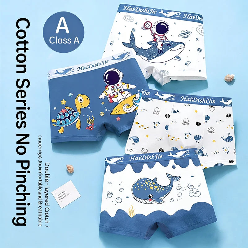 Boys Cotton Boxer Pack 4 Pcs – Ages 2–14