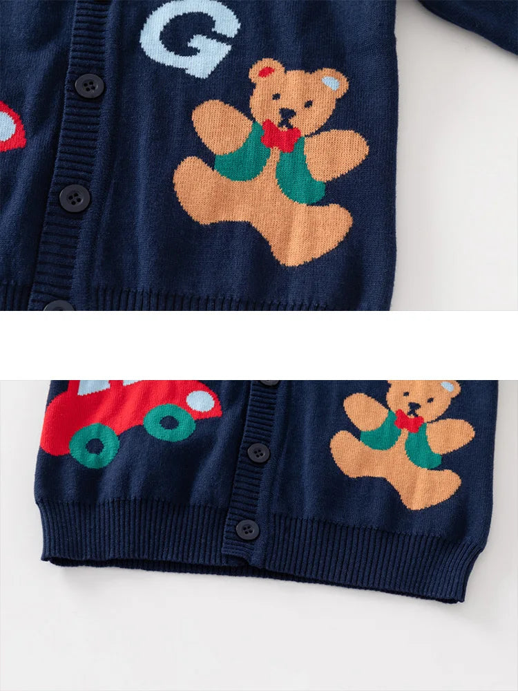 Cárdigan de punto con cuello en V para niños – Edades de 2 a 6 años