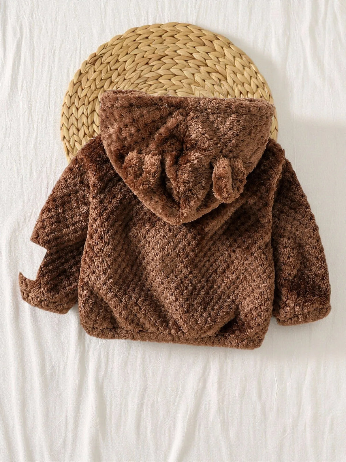 Chaqueta de peluche con orejas de oso para bebé – 3 meses–3 años