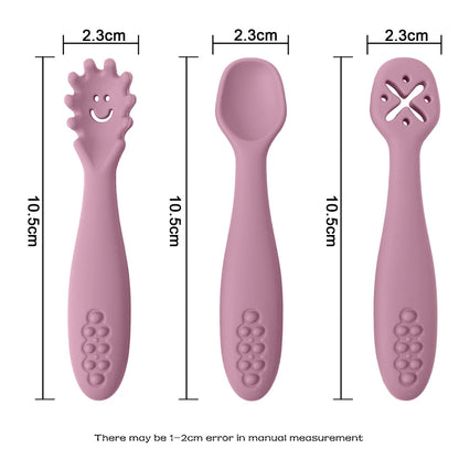 Set di 3 cucchiai didattici in silicone per bambini multivariante