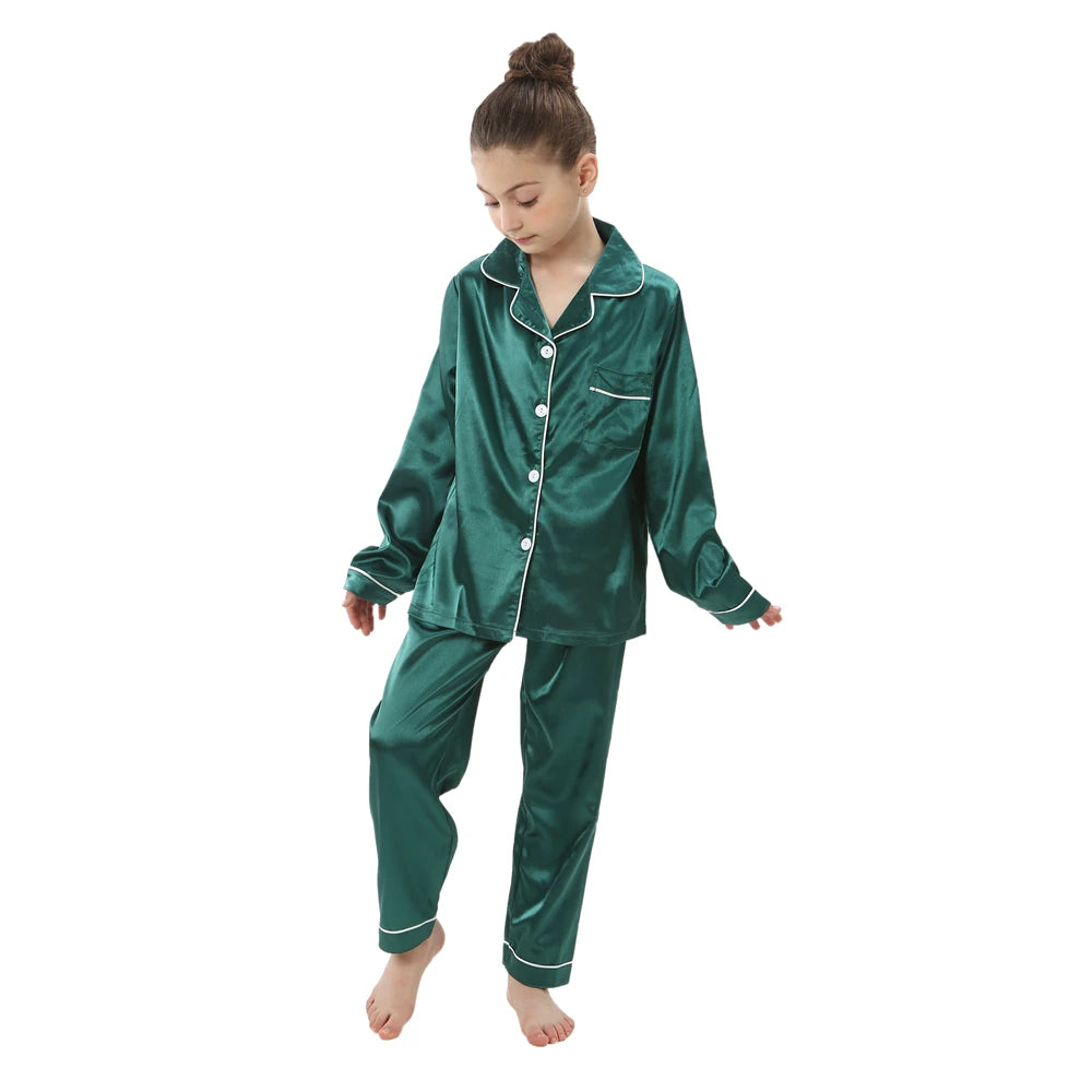 Kids Satin Pajama Set – Ages 3–14