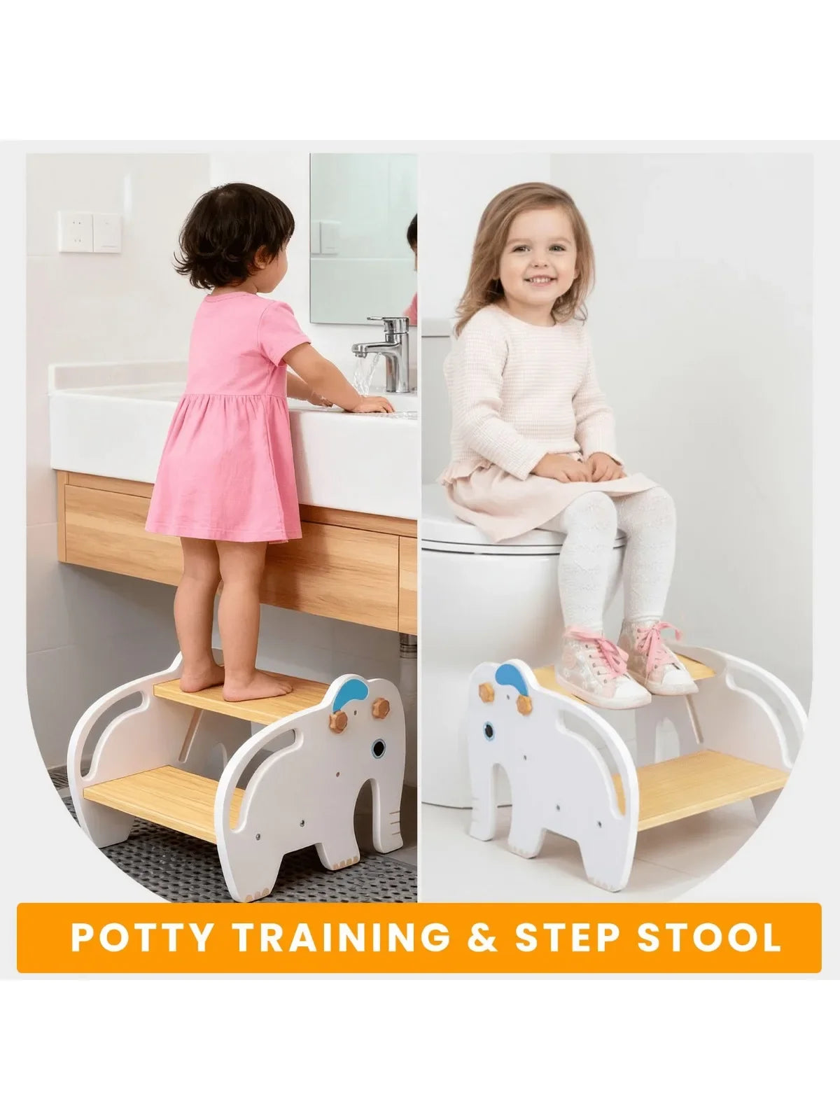 2-in-1 Kids Wooden Step Stool Chair