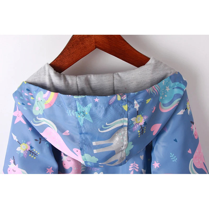 Girls Unicorn Rainbow Hooded Jacket – Ages 2–8