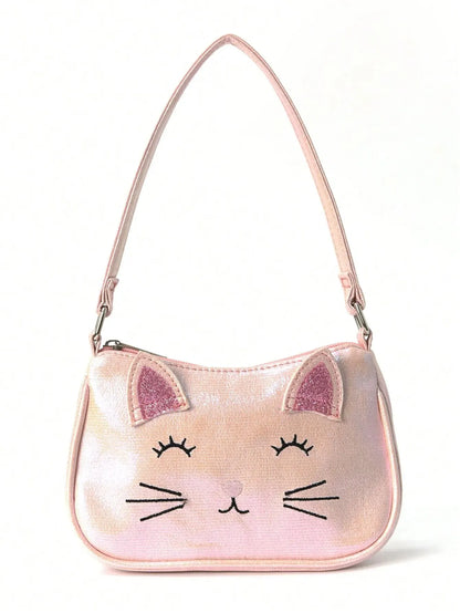 Mochila o bolso de mano con minigato bordado para niñas