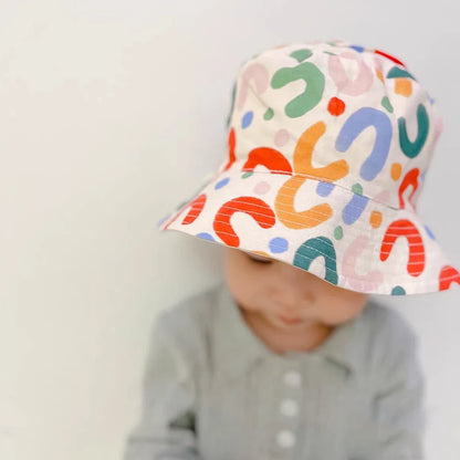 Gorro de pescador para bebé con bordado de doble cara para niños