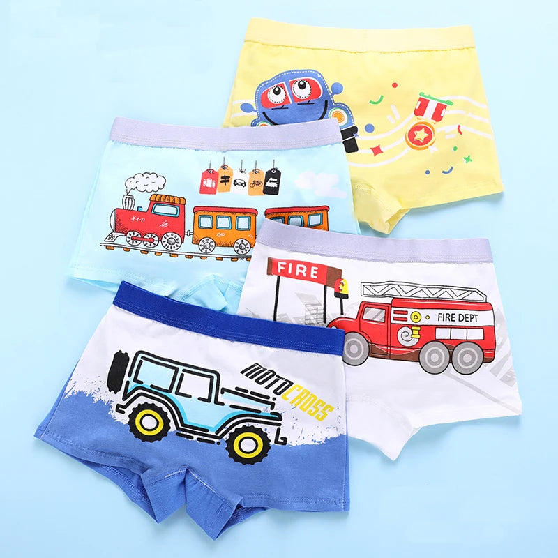 Boys 4-Pack Vehicle Underwear – Ages 2–11