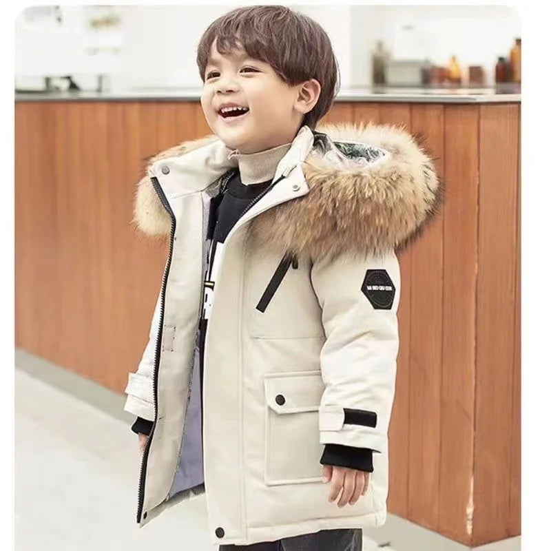 Kids Faux-Fur Winter Parka – Ages 5–12