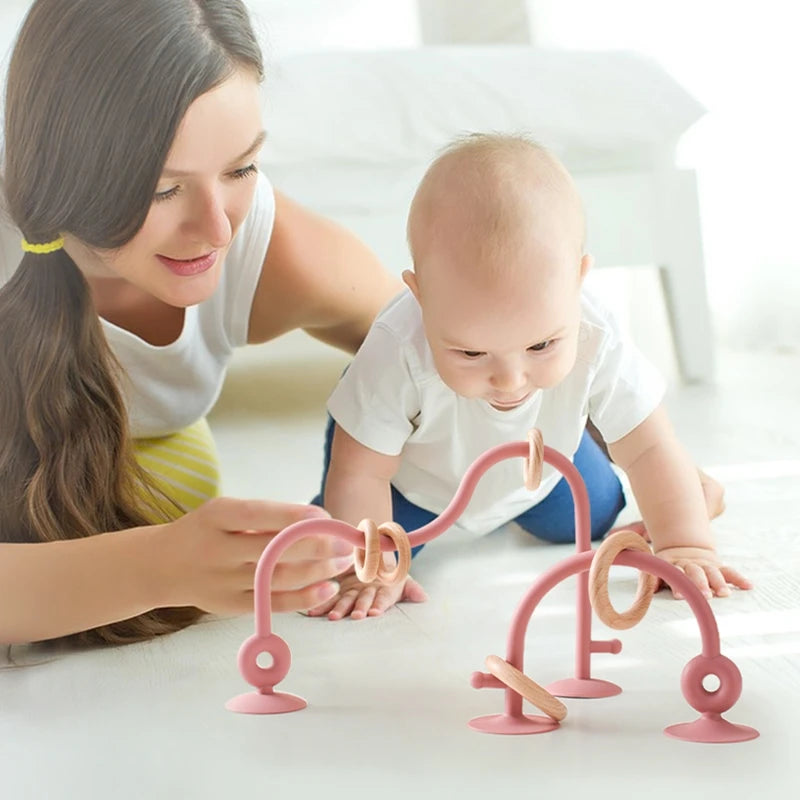 Wood and Silicone Toy Roller Coaster Set Multivariant