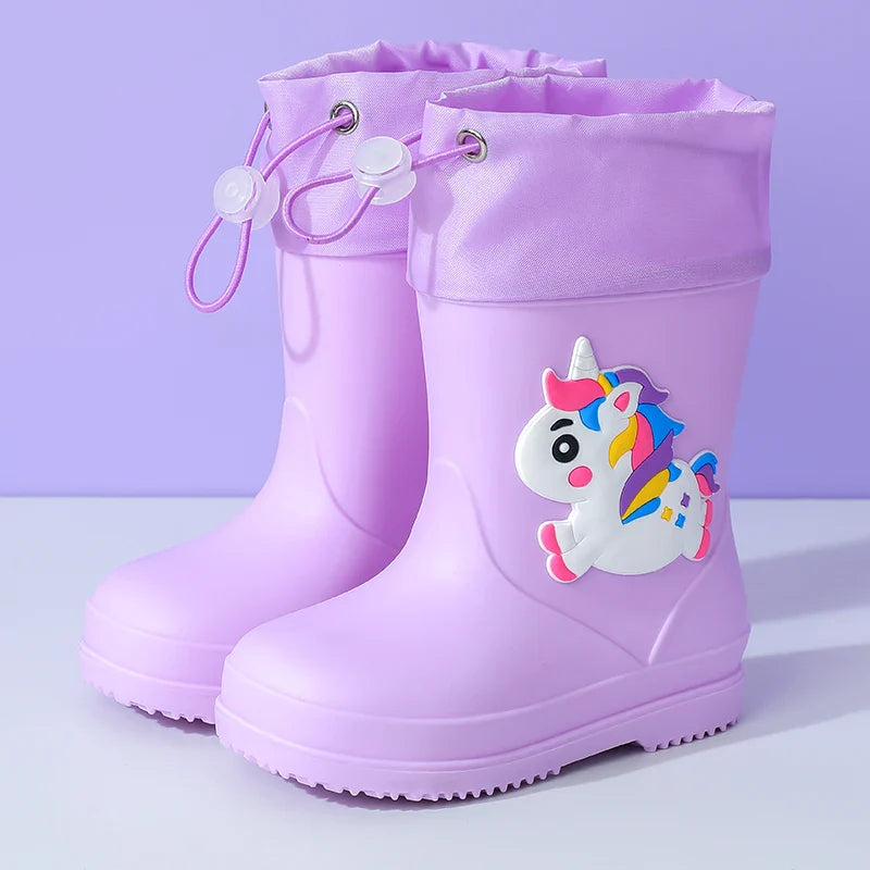 Bottes de pluie imperméables et antidérapantes licorne pour enfants de 0 à 3 ans