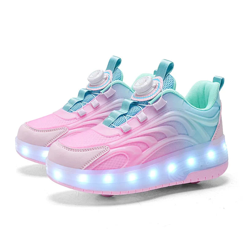 LED Roller Skate Sneakers for Kids – USB Rechargeable Ages 5-14
