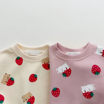 Set Pantaloni e Felpa Fragole per Bambini