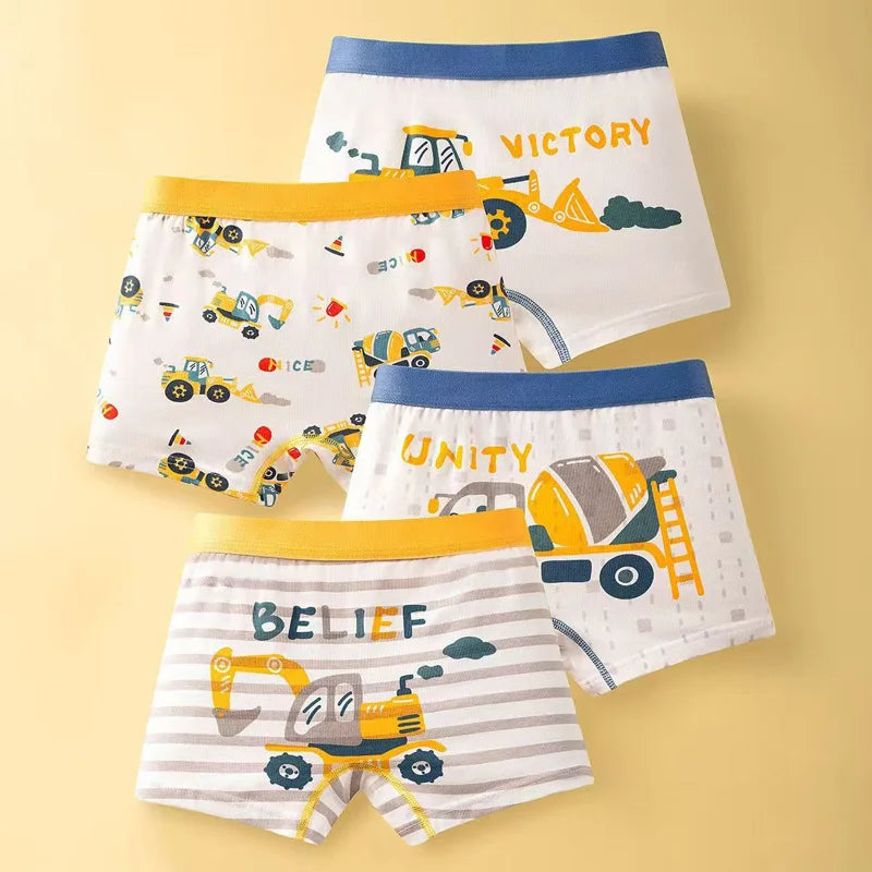 Boys 4-Pack Vehicle Underwear – Ages 2–11
