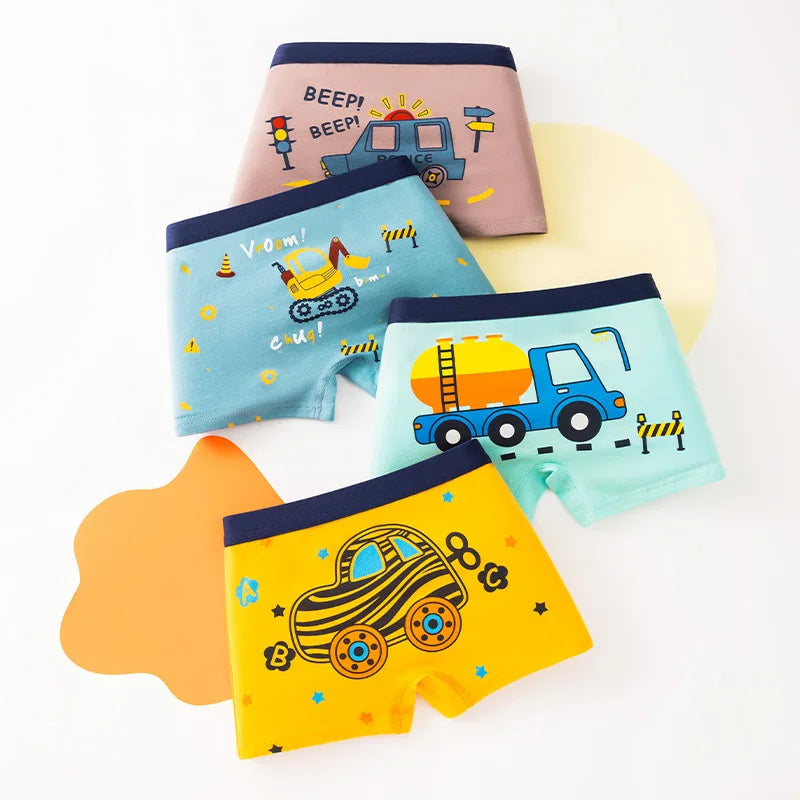 Baumwoll-Boxershorts für Jungen, 4er-Pack – Alter 3–14