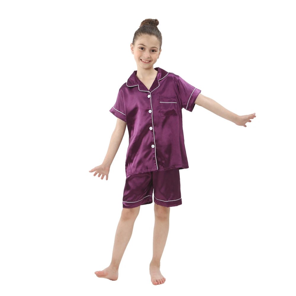 Kids Satin Pajama Set – Ages 3–14