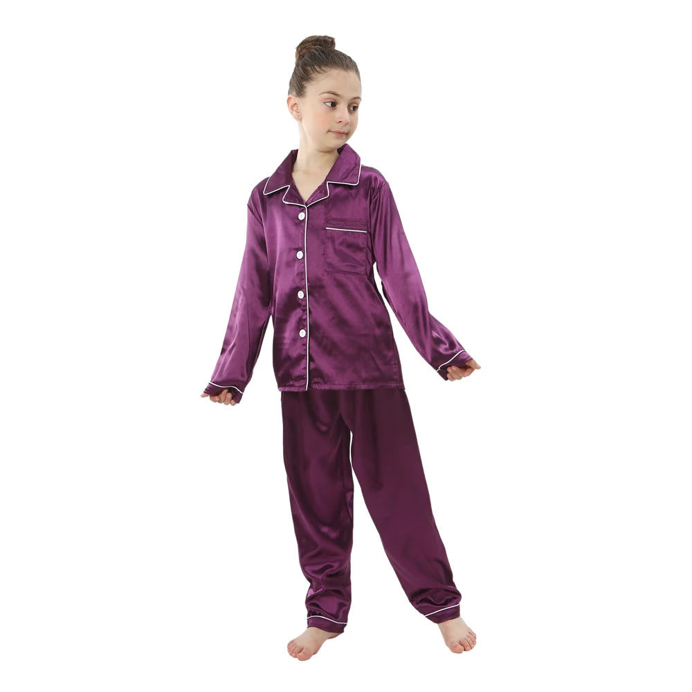 Kids Satin Pajama Set – Ages 3–14