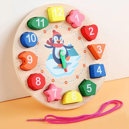 Reloj de madera Montessori, juego educativo
