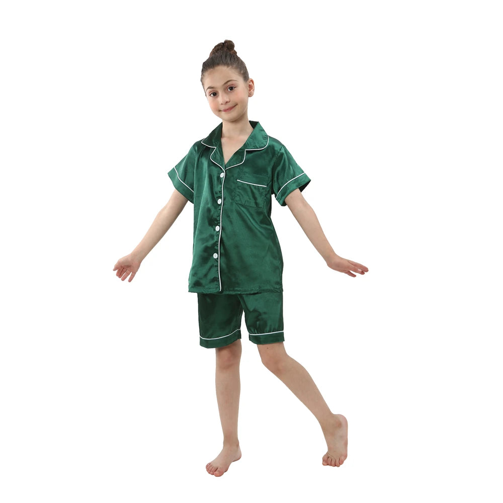 Kids Satin Pajama Set – Ages 3–14