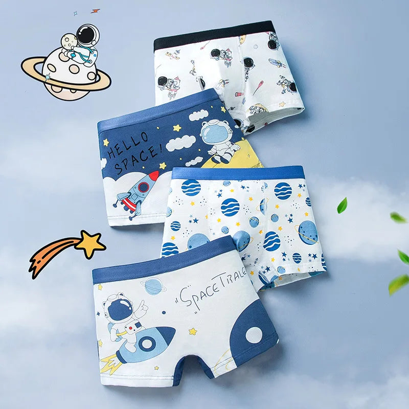Boys Cotton Boxer Pack 4 Pcs – Ages 2–14