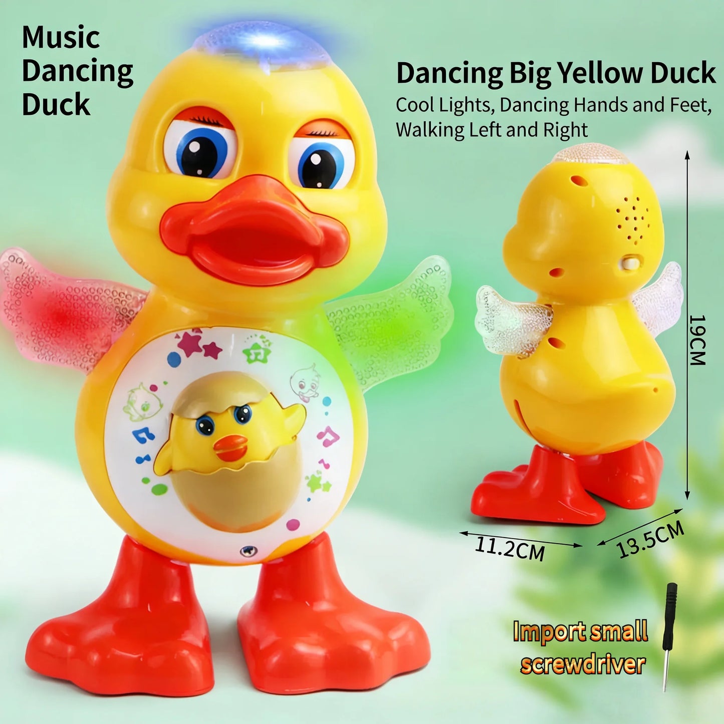 Canard musical dansant avec lumières – 15 cm