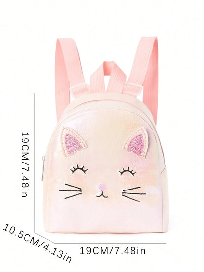 Mochila o bolso de mano con minigato bordado para niñas