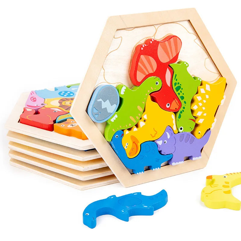 Wooden Toy Hexagonal Tangram for Children Multivariant
