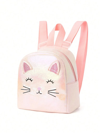 Mochila o bolso de mano con minigato bordado para niñas
