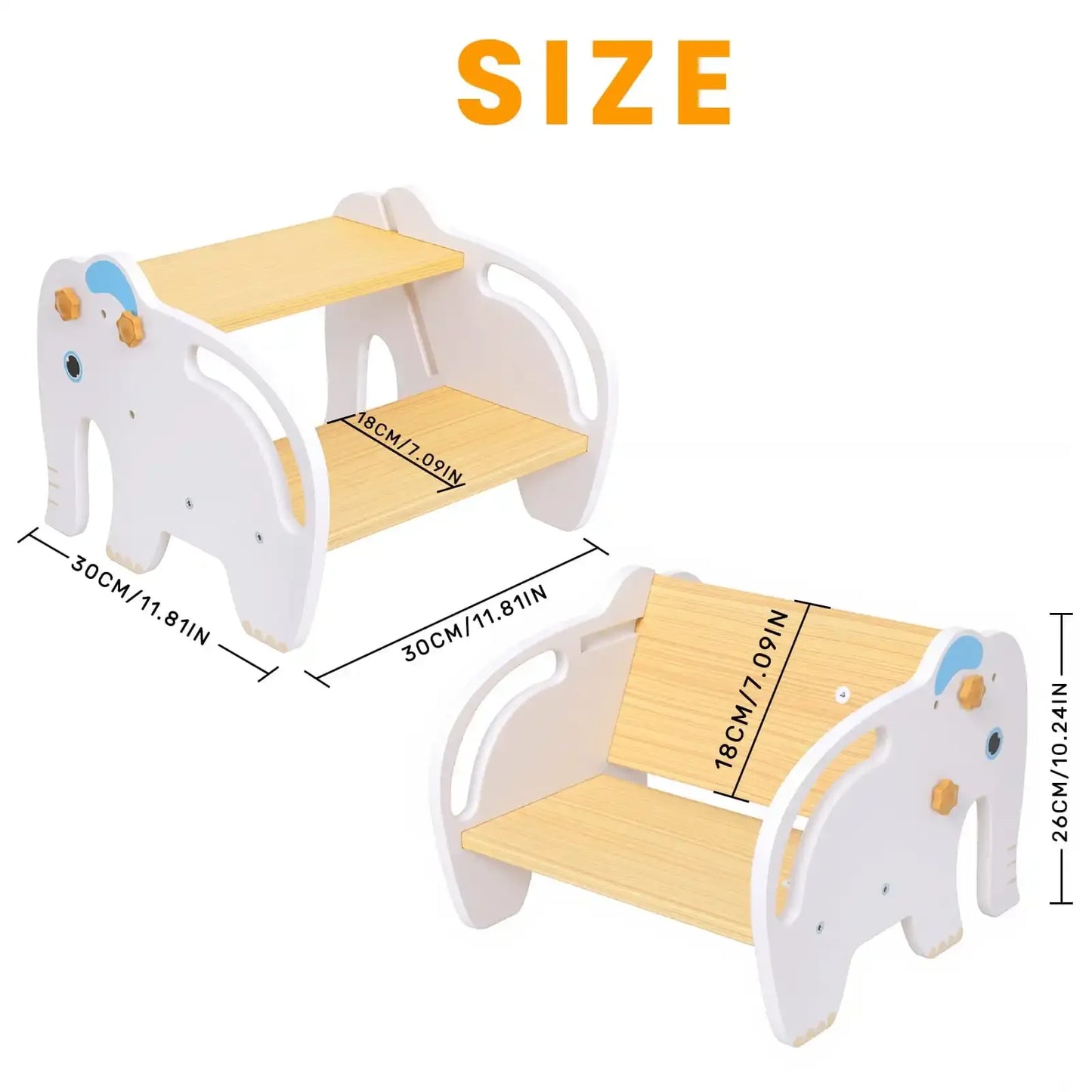 2-in-1 Kids Wooden Step Stool Chair