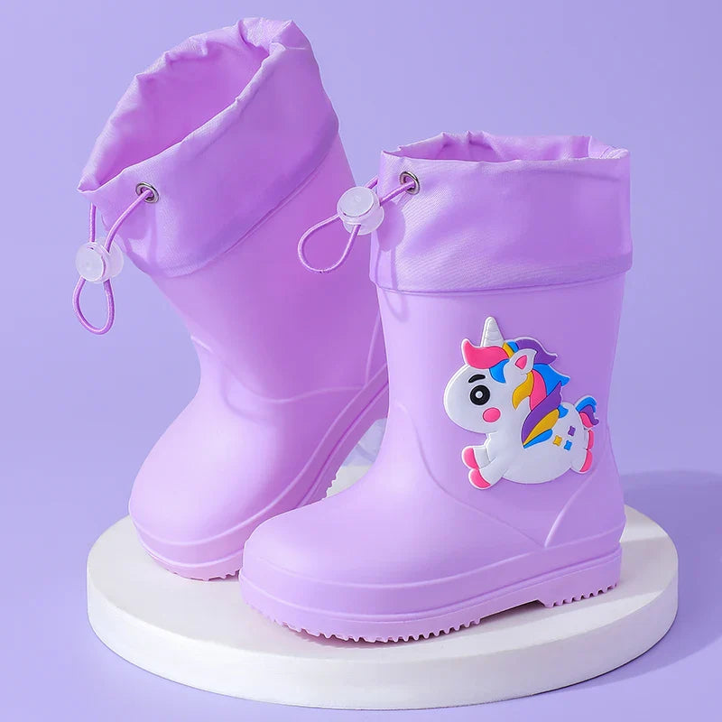 Bottes de pluie imperméables et antidérapantes licorne pour enfants de 0 à 3 ans