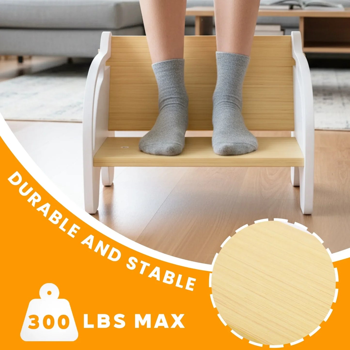 2-in-1 Kids Wooden Step Stool Chair