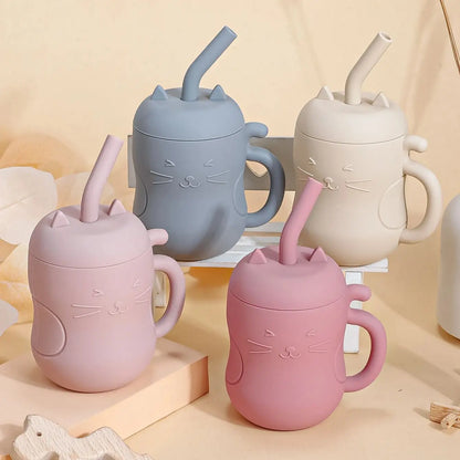 Bottiglia d'acqua in silicone con cannuccia per bambini multivariante