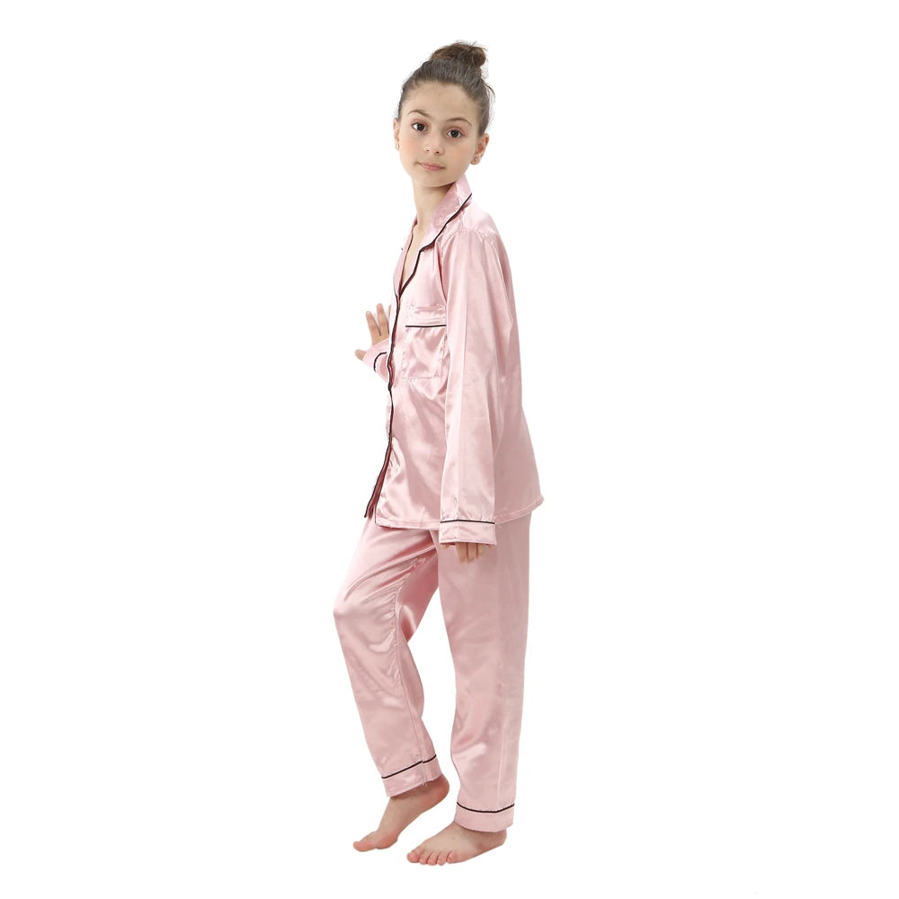 Kids Satin Pajama Set – Ages 3–14