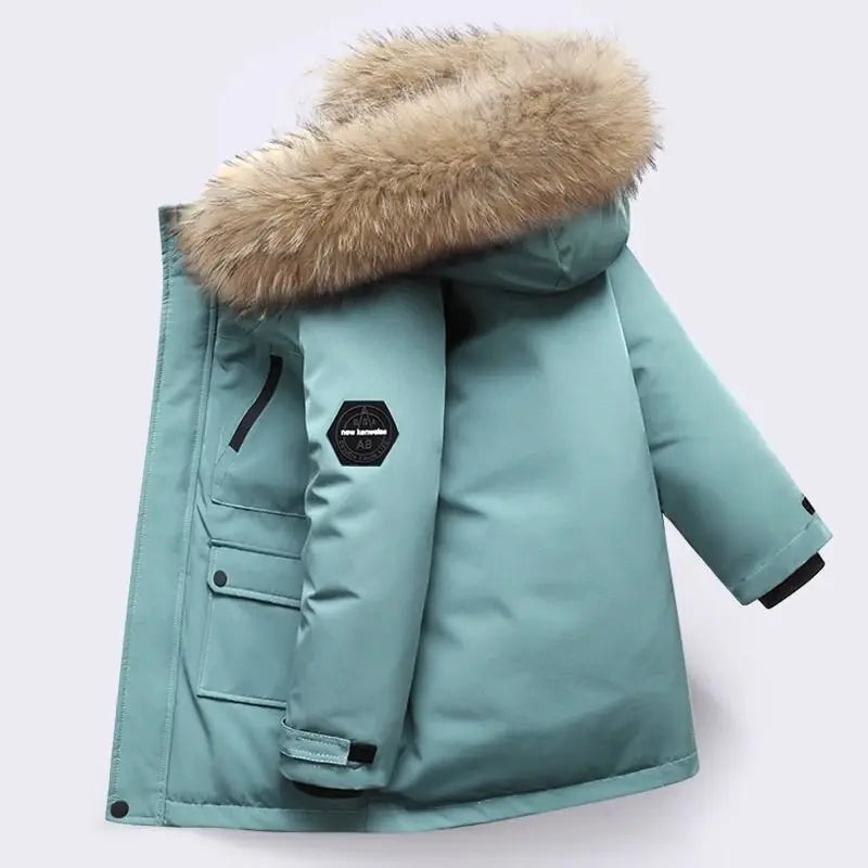 Kids Faux-Fur Winter Parka – Ages 5–12