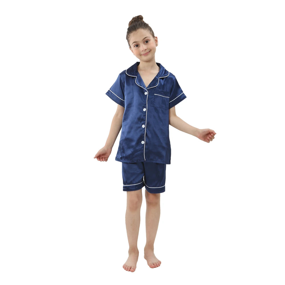 Kids Satin Pajama Set – Ages 3–14