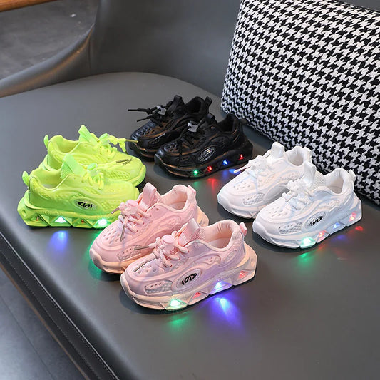Scarpe da ginnastica traspiranti con LED multicolore per bambini