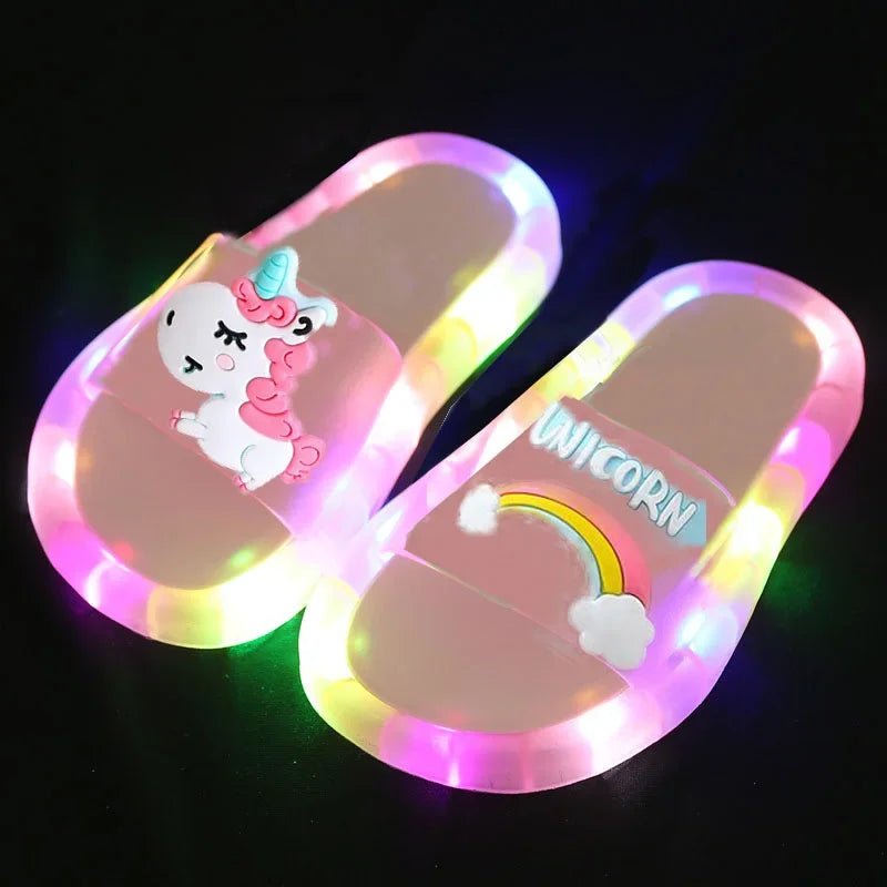 Pantofole unicorno con LED per bambini multivariante