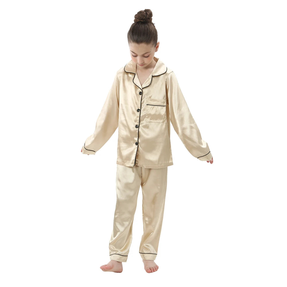 Kids Satin Pajama Set – Ages 3–14