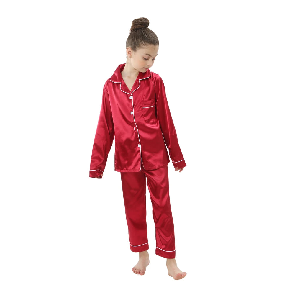 Kids Satin Pajama Set – Ages 3–14
