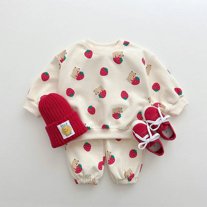 Set Pantaloni e Felpa Fragole per Bambini